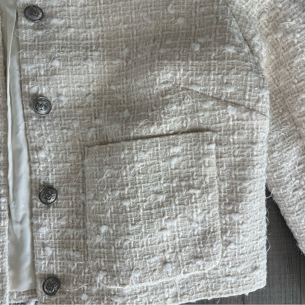 NWT H&M White Collarless Jacket - Picture 6 of 7